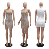 Sequin See Through Tassel Mini Dress CYA-901209