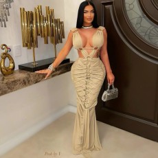 Sleeveless Hollow Out Sling Evening Dress CYA-901221