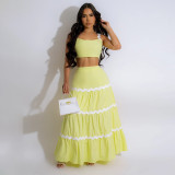 Fashion Sling Tops Big Swing Long Skirt Two Piece Set CYA-901275