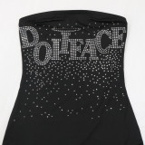 Letter Hot Drill Tube Top Jumpsuit CYA-901268