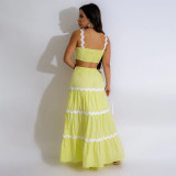 Fashion Sling Tops Big Swing Long Skirt Two Piece Set CYA-901275
