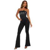 Letter Hot Drill Tube Top Jumpsuit CYA-901268