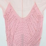  Sexy Tube Top Mesh Hot Drill Evening Dress CYA-901222