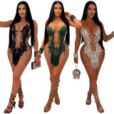 Sequin See Through Tassel Mini Dress CYA-901209
