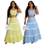 Fashion Sling Tops Big Swing Long Skirt Two Piece Set CYA-901275