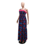 Sling Printed Loose Big Swing Maxi Dress CYA-901254