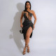 Sexy Slant Neck High Split Hot Drill Evening Dress CYA-901216
