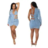Off Shoulder Single Sleeve Fashion Denim Dress MEM-88588