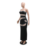 Wrap Chest Sleeveless Hot Drill Split Evening Dress CYA-901245