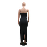 Wrap Chest Sleeveless Hot Drill Split Evening Dress CYA-901245