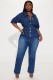 Fashion Short Sleeve Slim Denim  Jumpsuit LX-3575