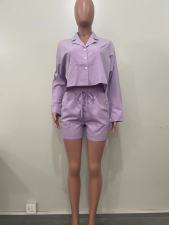Solid Color Short Sleeve Two Piece Shorts Set OLYF-6152