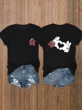Plus Size Butterfly Heart Print Short Sleeve T-Shirt MUKF-011