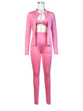 Long Sleeve Solid Tight Two Piece Pants Set CH-24042