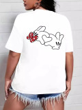 Plus Size Butterfly Heart Print Short Sleeve T-Shirt MUKF-011