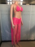 Braided Solid Color Tassel Beach Skirts Suit OSM-AJ4462