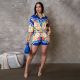Fashion Print Short Sleeve Shirt 2 Piece Shorts Set YNSF-Y2652