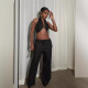 Sexy Solid Halter Wrap Top Wide Leg Pants Suit LSL-LS0006