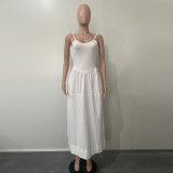 Sexy Backless Solid Color Sling Maxi Dress BN-B9447