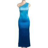 Sleeveless Slash-shoulder Gradient Maxi Dress GAXB-A471DS