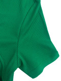 Rib Short Sleeve Square Neck Slim Sport Romper ME-Q24S8520