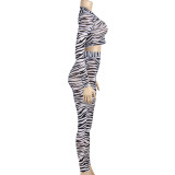 Stripe Print Long Sleeve Pants Two Piece Set GAXB-A448ST