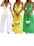 Solid Color Sling V Neck Jumpsuit MK-C3207