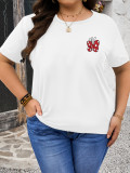Plus Size Butterfly Heart Print Short Sleeve T-Shirt MUKF-011