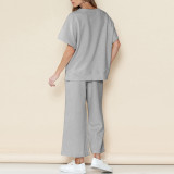Solid Color Loose O Neck Two Piece Pants Set ME-Q24S8523