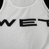 Solid Color Sleeveless Letter Print Vest GAXB-L014TP