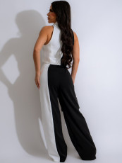 Color Block Small Suit Vest 2 Piece Pants Set MIL-125