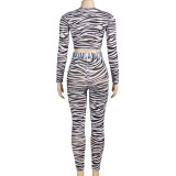 Stripe Print Long Sleeve Pants Two Piece Set GAXB-A448ST