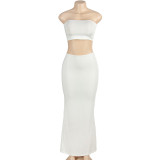 Solid Color Wrap Chest And Long Skirt Suit GAXB-A454ST