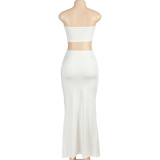 Solid Color Wrap Chest And Long Skirt Suit GAXB-A454ST