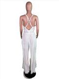 Solid Color Sling V Neck Jumpsuit MK-C3207
