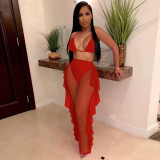 Solid Color See Throguh Mesh Sling Two Piece Pants Set TE-4691