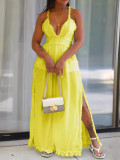 Solid Color Sling V Neck Jumpsuit MK-C3207