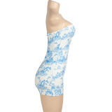 Sexy Print Slim Tube Tops Mini Dress GAXB-A474DS