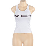 Solid Color Sleeveless Letter Print Vest GAXB-L014TP