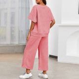 Solid Color Loose O Neck Two Piece Pants Set ME-Q24S8523