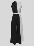 Color Block Small Suit Vest 2 Piece Pants Set MIL-125