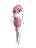 Solid Color Bat Sleeve Hooded Skirts Suit CH-24037