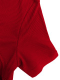 Rib Short Sleeve Square Neck Slim Sport Romper ME-Q24S8520