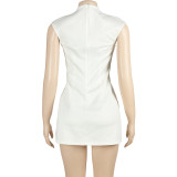 Solid Color Deep V Neck Mini Dress GAXB-A487DS