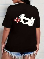 Plus Size Butterfly Heart Print Short Sleeve T-Shirt MUKF-011