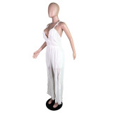 Solid Color Sling V Neck Jumpsuit MK-C3207