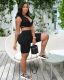 Sexy Solid Color Zipper Tops Two Piece Shorts Set LSL-LS6455