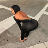 Long Sleeve Hooded Backless Jumpsuit GAXB-A317JP