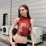 Sleeveless Print Slim Crop Top GAXB-W050TP