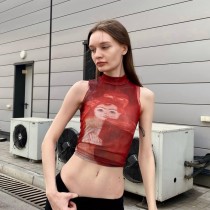 Sleeveless Print Slim Crop Top GAXB-W050TP